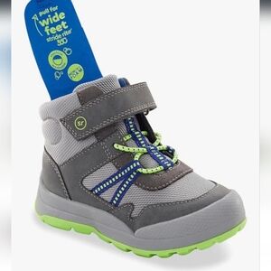 Stride Rite Gray and Lime Green Toddler Boot (Size 8T)